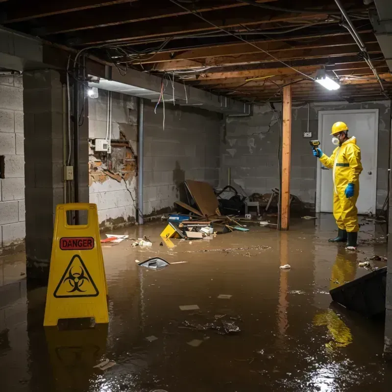 Flooded Basement Electrical Hazard in Mount Morris, WI Property